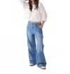 Summum Wide Leg Soft Jeans In Bleached Denim In Multi