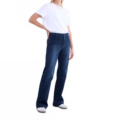 Summum With Button Details Flared Jeans In Dark Indigo In Purple