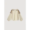 SUMMUM WOMAN CREAM TOP WITH MULTI EMBROIDERY