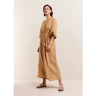 Summum Woman Kimono Dress With Shimmering Piping In Brown