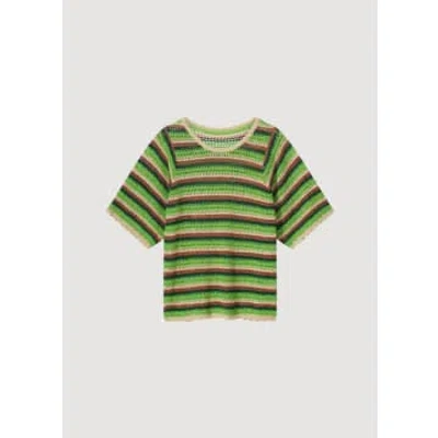 Summum Woman Striped Jumper With Shimmer In Green