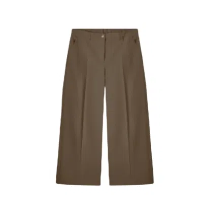 Summum Women Foam Wide Leg Trousers In Dark Forest In Brown