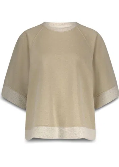 Summum Women's Glitter Short Sleeved Sweatshirt In Ivory In Neutral