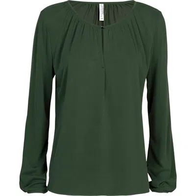 Summum Women's Long Sleeve Gathered Top In Deep Green