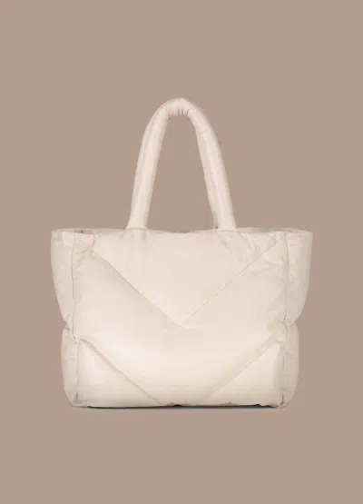 Summum Women's Quilted Leather Puffy Shoulder Bag In Cream In White