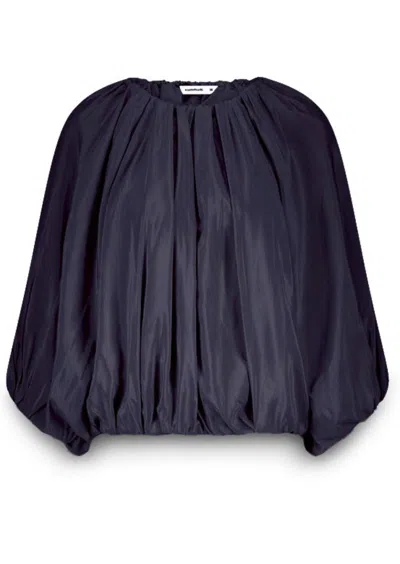 Summum Women's Shiny Boxy Top In Midnight Blue