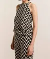 Summum Zig Zag Crochet Singlet Top In Black/ivory