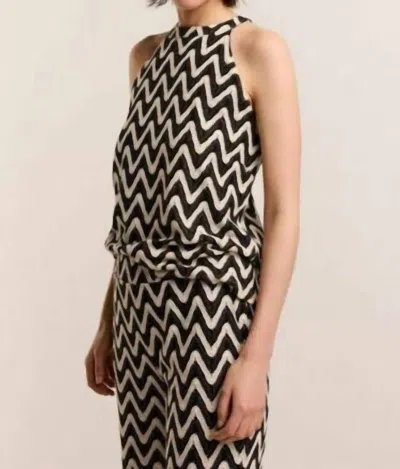 Summum Zig Zag Crochet Singlet Top In Black/ivory
