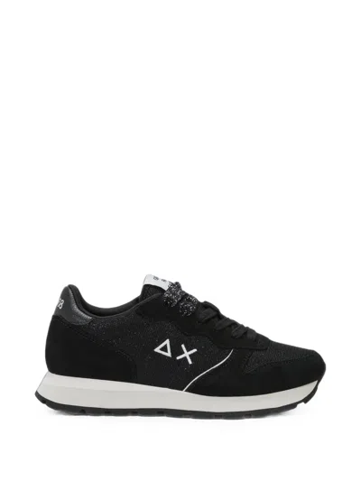 Sun 68 Ally Glitter Logo-embroidered Sneakers In Black