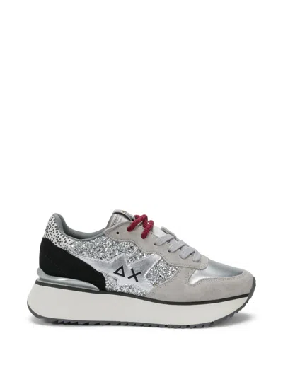 Sun 68 Ally Glitter Metallic-effect Sneakers In Gray
