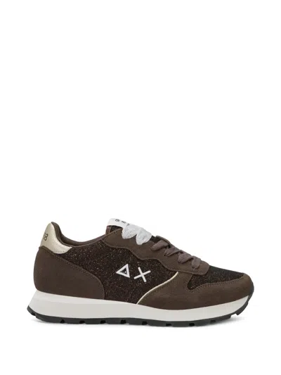 Sun 68 Ally Glitter Suede Sneakers In Brown