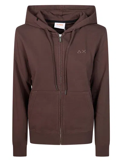 Sun 68 Basic Zip Sweatshirt For Women In Marrone
