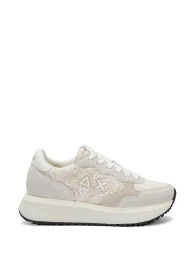 Sun 68 Big Ally Flower Lace-appliqué Sneakers In Neutral