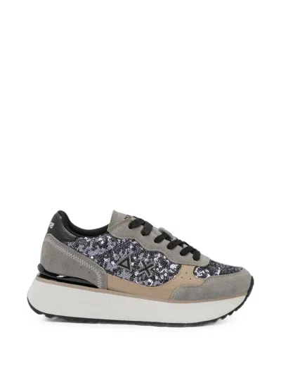 Sun 68 Big Ally Sequin-embellished Platform Sneakers In Gray