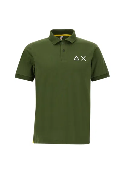 Sun 68 Big Logo Polo Shirt In Cotton In Green