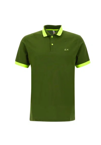 Sun 68 Big Stripe Cotton Polo Shirt In Green