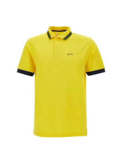 Sun 68 Big Stripe Cotton Polo Shirt In Yellow