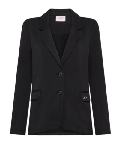 Sun 68 Black Cotton Fleece Blazer