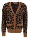 Sun 68 Button Cardigan In Animal Print