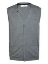 Sun 68 Button-front Knitted Gilet In Gray