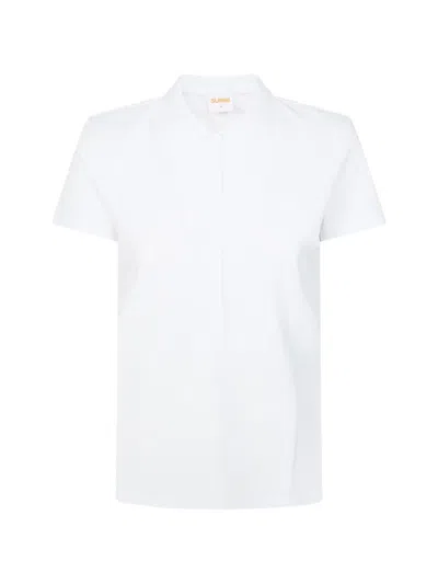 Sun 68 Buttoned Polo Top In White