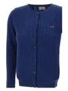 Sun 68 Cable-knit Cardigan In Blue