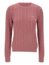 Sun 68 Cable-knit Embroidered Sweater In Pink