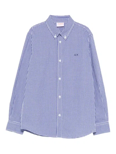 Sun 68 Kids' Check-pattern Shirt In Blue