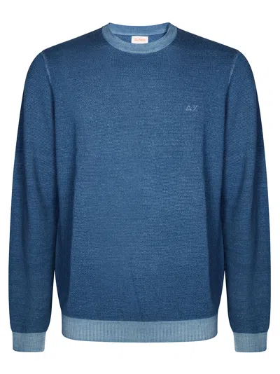 Sun 68 Chic Rice Knit Sweater For Men - Mini Fit In Blue