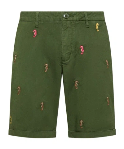 Sun 68 Chino Shorts Embroidery In Green