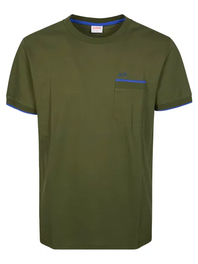 Sun 68 Classic Mini Piquet Pocket T-shirt For Men In Verde