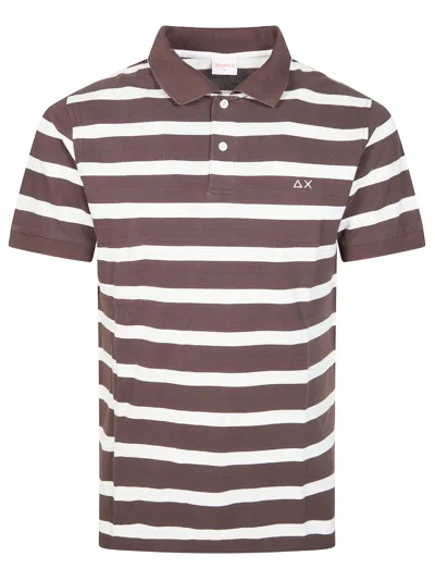 Sun 68 Classic Striped Polo For Men In Marrone