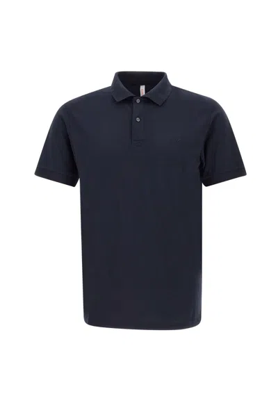 Sun 68 Cold Garment Dye Cotton Polo Shirt In Blue