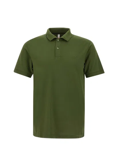 Sun 68 Cold Garment Dye Cotton Polo Shirt In Green