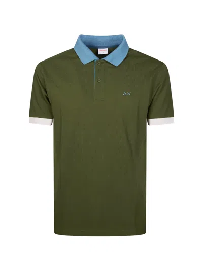 Sun 68 Colourblock Polo Shirt In Green