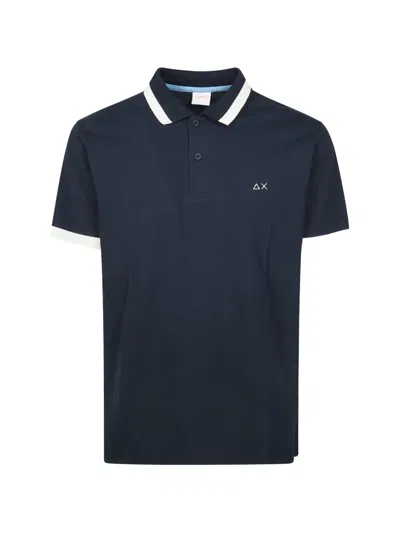 Sun 68 Contrast-trim Polo Shirt In Blue