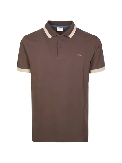 Sun 68 Contrast-trim Polo Shirt In Brown