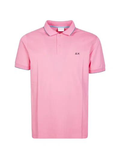 Sun 68 Contrast-trim Polo Shirt In Pink
