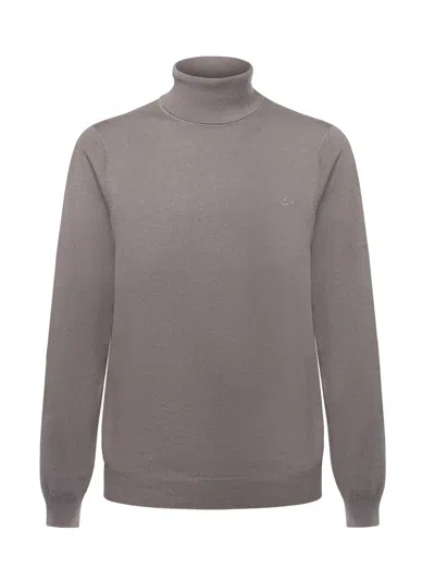 Sun 68 Cotton And Wool Turtleneck Sweater In Gray
