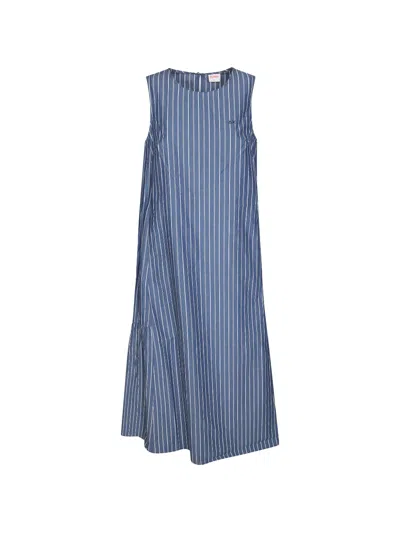 Sun 68 Cotton Linen Dress In Blue