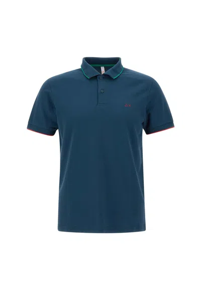 Sun 68 Cotton Polo Shirt Polo Shirt In Bleu