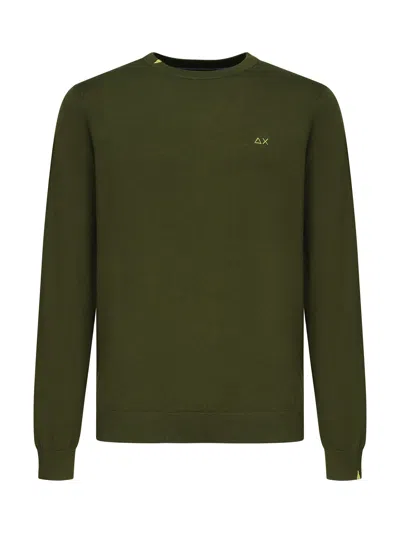 Sun 68 Cotton Sweater With Logo In Green