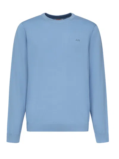 Sun 68 Cotton Sweater With Logo In Blue