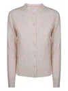 Sun 68 Crew-neck Cable Cardigan In Pink