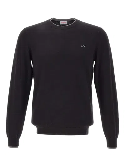 Sun 68 Crew-neck Wool Sweater In Black