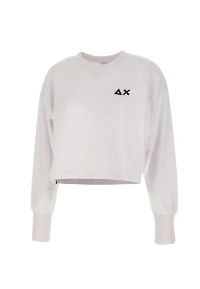 Sun 68 Cropped Cotton Cotton Sweatshirt In White