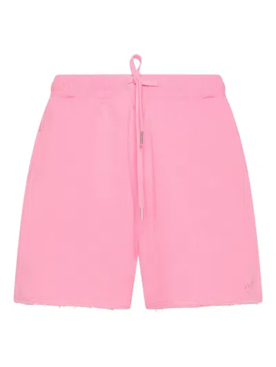 Sun 68 Drawstring Frayed Shorts In Pink