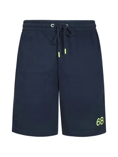 Sun 68 Drawstring Logo Track Shorts In Blue