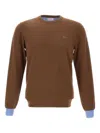 Sun 68 Elbow-patch Crew-neck Sweater In Brown