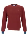 Sun 68 Elbow-patch Ribbed-cuff Sweater In Red